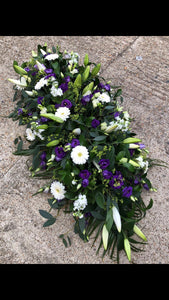 Purple and White Casket Spray